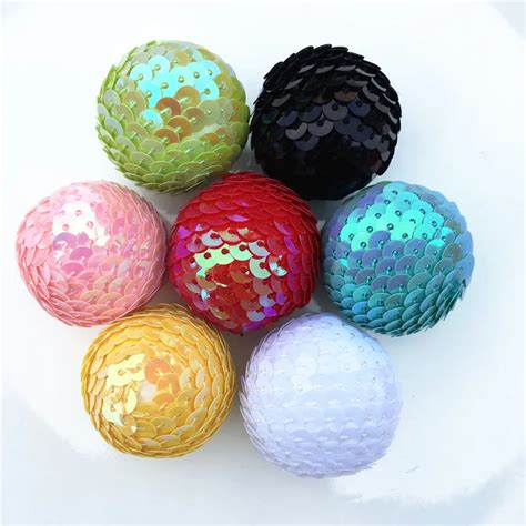 12pcslot Size 30mm Sequin Pompoms Craft Diy Sequined Pom Poms Balls