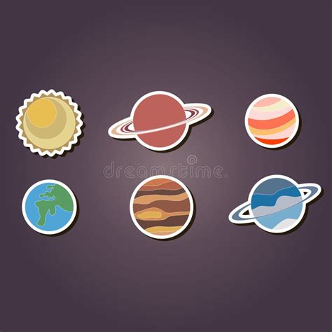 Reeks Kleurenpictogrammen Met Planeten Van Het Zonnestelsel Vector