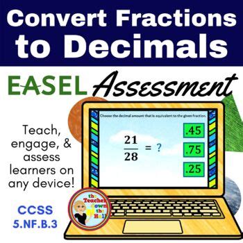 Convert Fractions To Decimals Easel Assessment Digital Fraction Activity