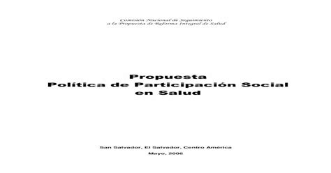 Propuesta Política De Participación Social En Salud€¦ · Propuesta