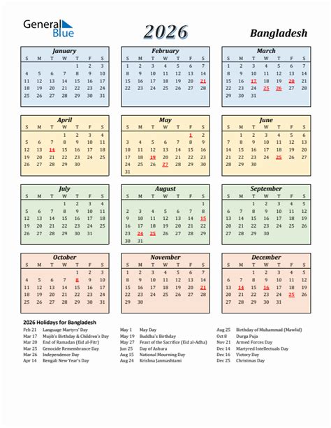 2026 Bangladesh Calendar