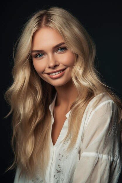 Premium Photo A Gorgeous Blonde Woman Looking At The Camera And Smiling
