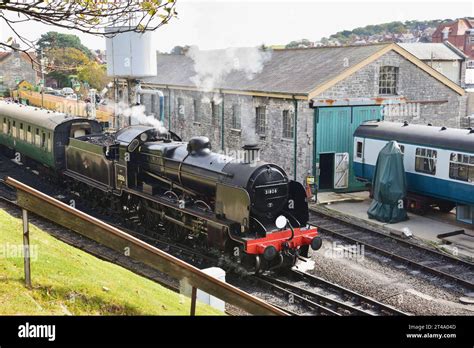 Preserved U Class Steam Loco No 31806 Shunts Its Train At Swanage On The Swanage Railway Stock