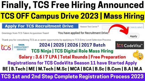 Finally Tcs Free Nqt Mass Hiring Announced Tcs Codevita Ninja