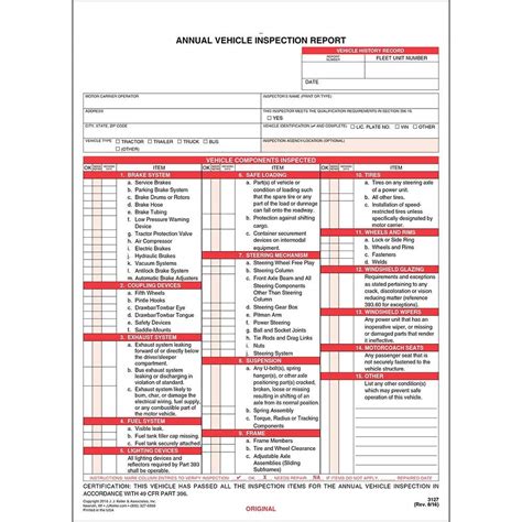Buy J J Keller 50 Pack Annual Vehicle Inspection Report Forms 2 Ply