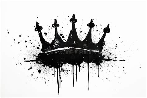 A Detailed Black and White Drawing of a Regal Crown, Grunge Ink ...