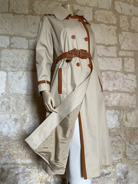 Louis Féraud Leather Trimmed Trench Coat Catawiki