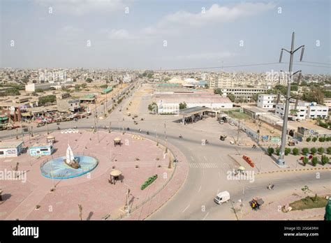 Aerial View Of Fishermen Roundabout Tiktok Chourangi Korangi Coast