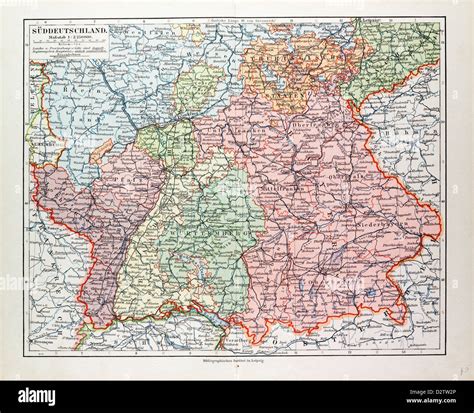 Karte Von SÜddeutschland 1899 Stockfotografie Alamy