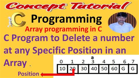 Array Operations C Program To Delete An Element From An Array At Any Specific Position Youtube