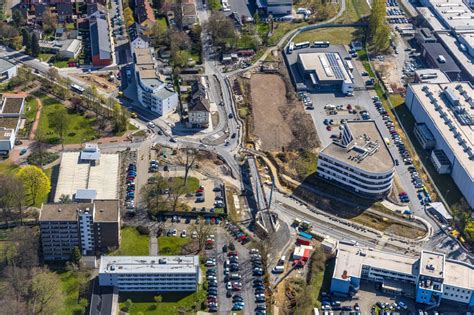 Luftaufnahme Witten Baustelle zum Neubau der Fußgänger und Radbrücke