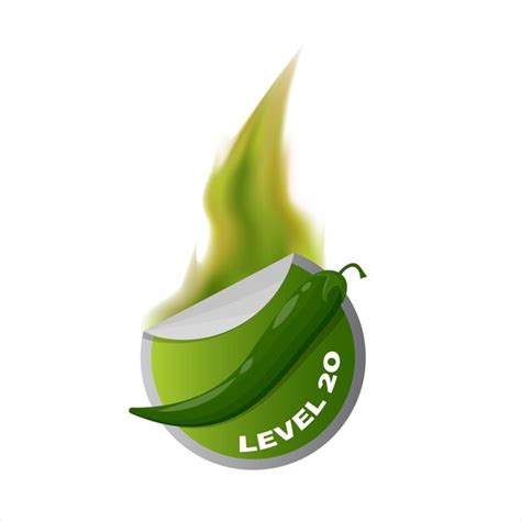 Premium Vector Spicy Food Level Icon With Green Flame Hot Green Chili Sign