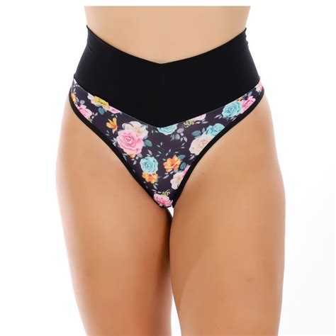 Kit Calcinha modeladora Feminina Cós Alto Fio Dental Duplo Cintura Alta estampada Lingerie