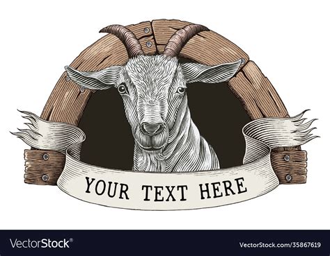 Goat Farm Logo Hand Draw Vintage Engraving Style Vector Image