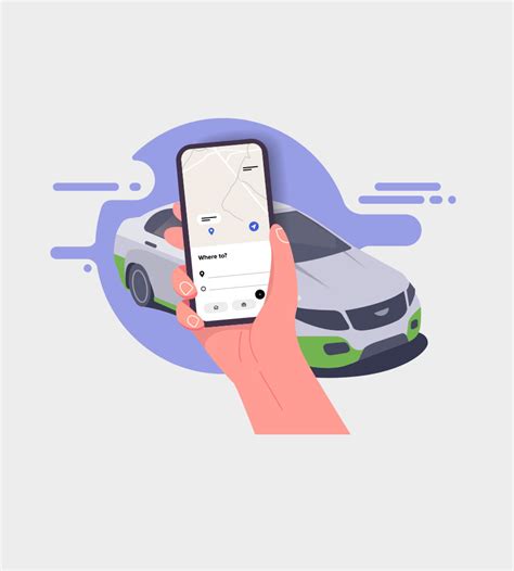 Cab Booking Vector Illustration Showing Online Cab Booking