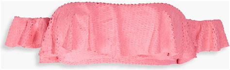 Vix Paula Hermanny Natalie Off The Shoulder Ruffled Laser Cut Bikini Top Shopstyle Two Piece