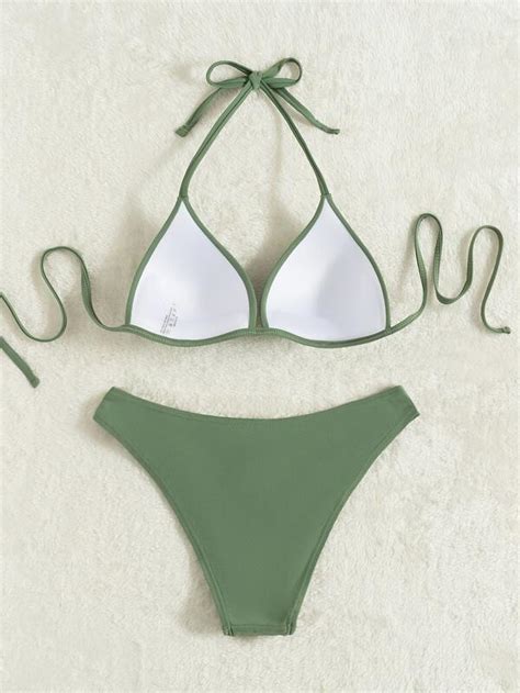 Shein Swim Vcay Seam Detail Push Up Halter Bikini Swimsuit Shein Usa