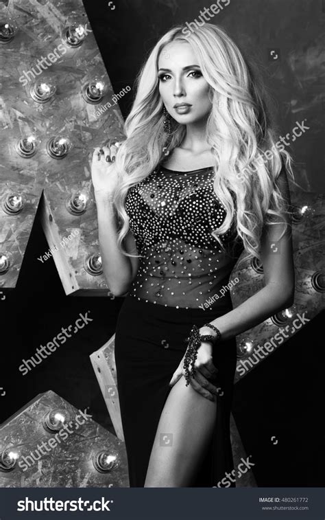 Luxury Sexy Blonde Girl Wearing Black Stock Photo 480261772 Shutterstock