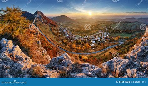 landscape  slovakia autumn panorama  sunrise stock image image