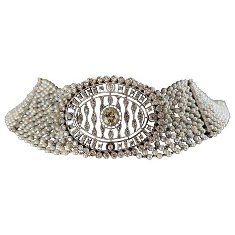 Magnificent Draped Pearl Diamond Choker Necklace at 1stDibs