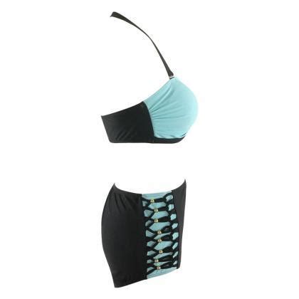 Halter Neck High Waist Swimwear Bikini On Luulla