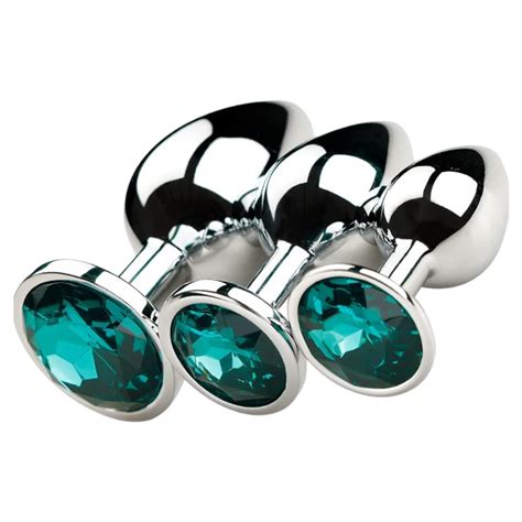 Metal Anal Plug Set Of Green Cheap Sex Toys Uk Cheap Adult Toys