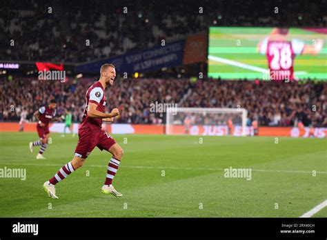 Tomas Soucek Of West Ham United Celebrates After Scoring A Goal To Make