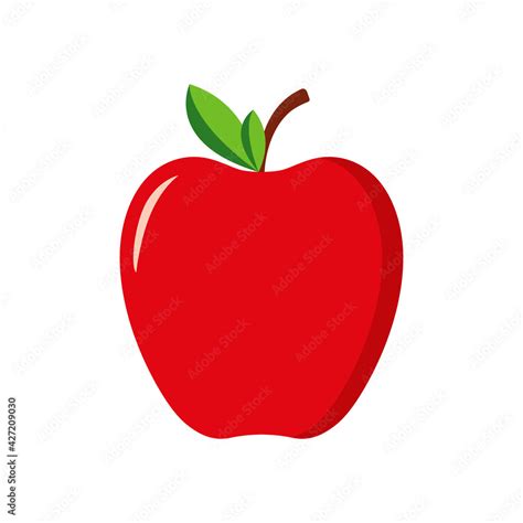 Red Apple With Green Leaf Icon Of Fruit Apple Cartoon Logo Isolated On White Background