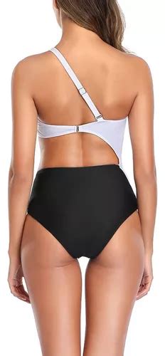 Bikini Recortado De Una Pieza Para Mujer Con Hombros En Bloq Cuotas Sin Inter S