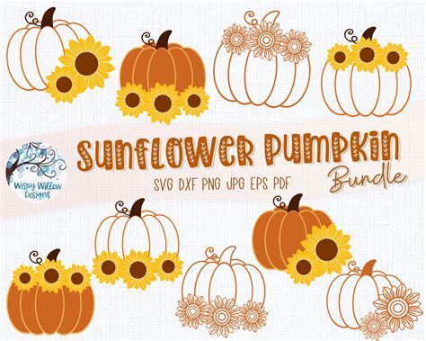 Sunflower Pumpkin Svg Bundle Sunflower Fall Svg Fall Svg Etsy