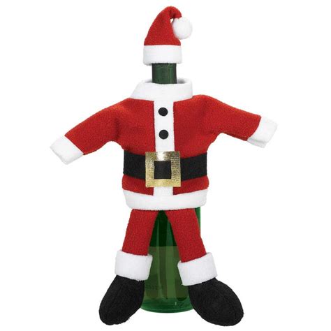 Amscan 10 In X 5 In Santa Suit Wine Bottle Cover 3 Pack 160268