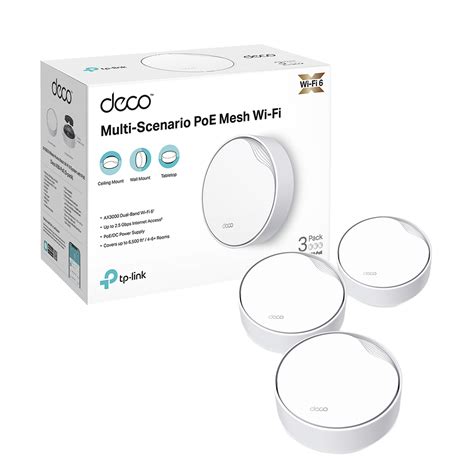 TP Link Deco X50 PoE 3 Pack AX3000 Whole Home Mesh WiFi 6 System