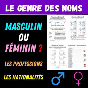 Masculin ou Féminin Le Genre des Noms et l Accord by Mr W s French Class