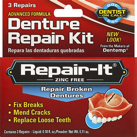 Repair-It Denture Repair Kit 3 ea | Stuffing | Foodtown