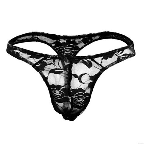 Sexy Hollow Flower Lace Lingerie Briefs Low Rise Breathable Underpants Sissy Underwear Men S G