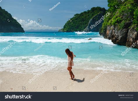 Back View Woman Bikini Walking On Stock Photo 1485872483 Shutterstock