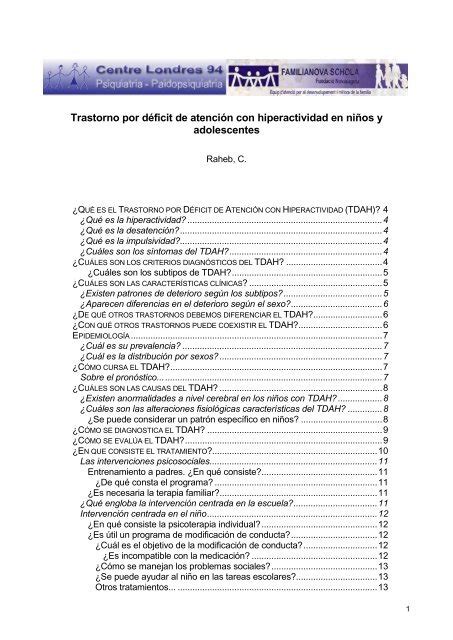 Trastorno Por Déficit De Atención Con Hiperactividad En Niños Y Adolescentes