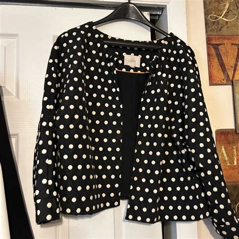 Loft Jackets And Coats The Loft Polka Dot Crop Jacket Black Ribbon Tie Is Missing Used