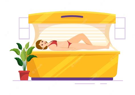 Premium Vector Tanning Bed Procedure To Get Exotic Skin At The Spa Salon Solarium In Illustration