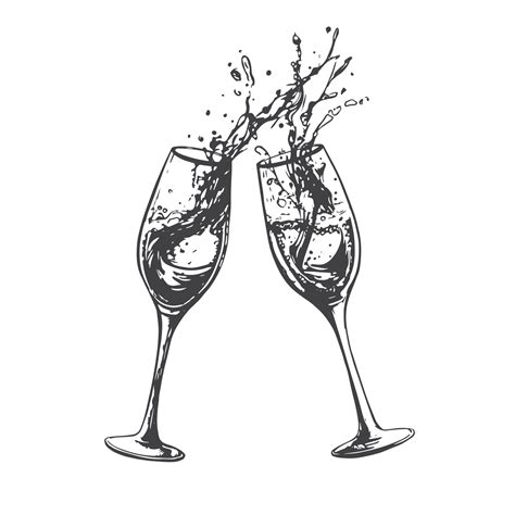 Champagne Glasses Hand Drawn Illustrations Vector Art At Vecteezy