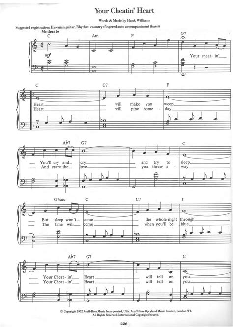 Hank Williams Your Cheatin Heart Sheet Music Pdf Free Score Download ★