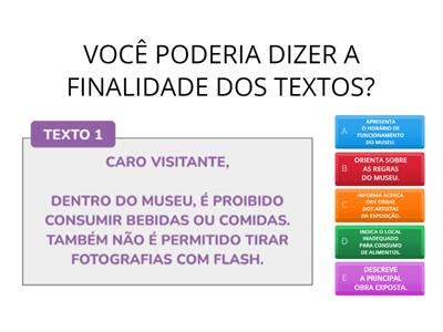 Qual A Finalidade Do Texto Vida E Obra - FINALIDADE DO TEXTO - Recursos de ensino