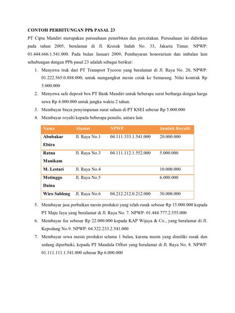 Contoh Soal Pph Pasal 25 Contoh Surat Resmi