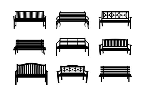 Outdoor bench silhouette vector isoated on white background. 32200800 Vector Art at Vecteezy