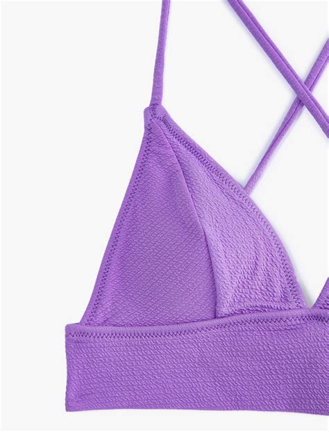 Mor Kadın Bikini Üstü Bralet Çapraz Askılı Kaplı Dokulu SAK BM Koton