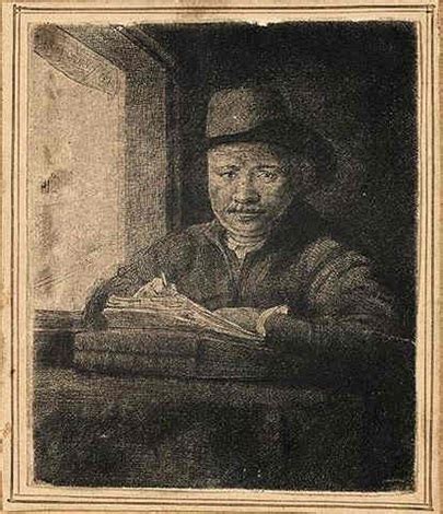 Self Portrait Drawing At A Window By Rembrandt Van Rijn On Artnet