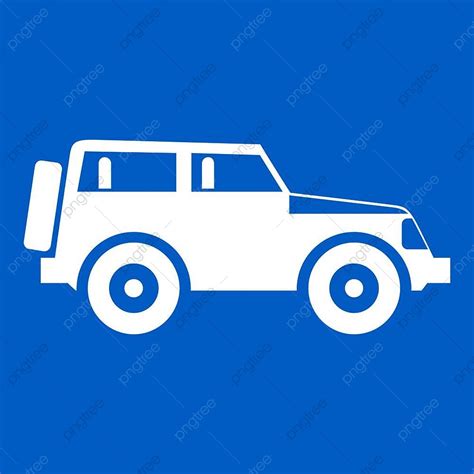 Jeep Vector Art Png Jeep Icon White Isolated On Blue Background Vector