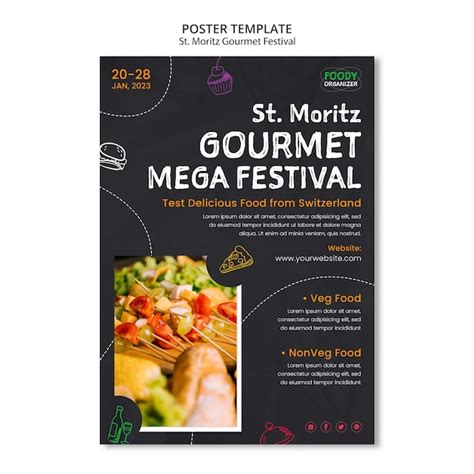 Free PSD | Hand drawn food festival poster template