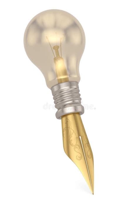 Light Bulb With Pen Isolated On White Background 3d Illustration Stock