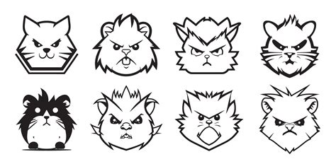 Angry Hamster Collection Vector Illustration Isolated On White